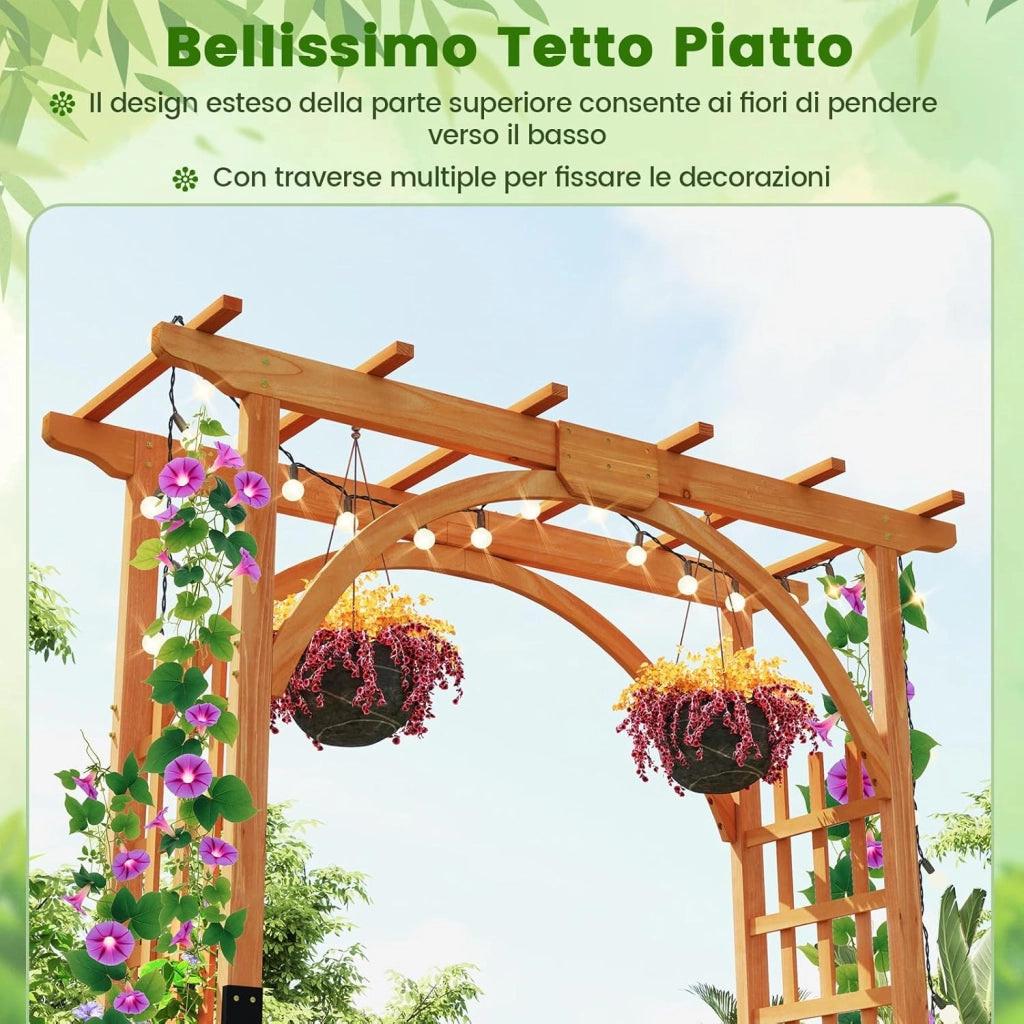 Arco da Giardino in Legno, Pergola da Esterno per Piante Rampicanti, Pergolato per Matrimonio e Feste, da Giardino, Patio e Cortile (Modello 4)