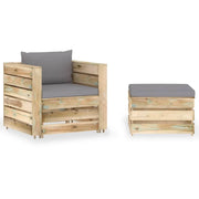 Set di mobili da giardino mobili da esterno 2 pezzi con cuscini legno impregnato verde 02_0015888