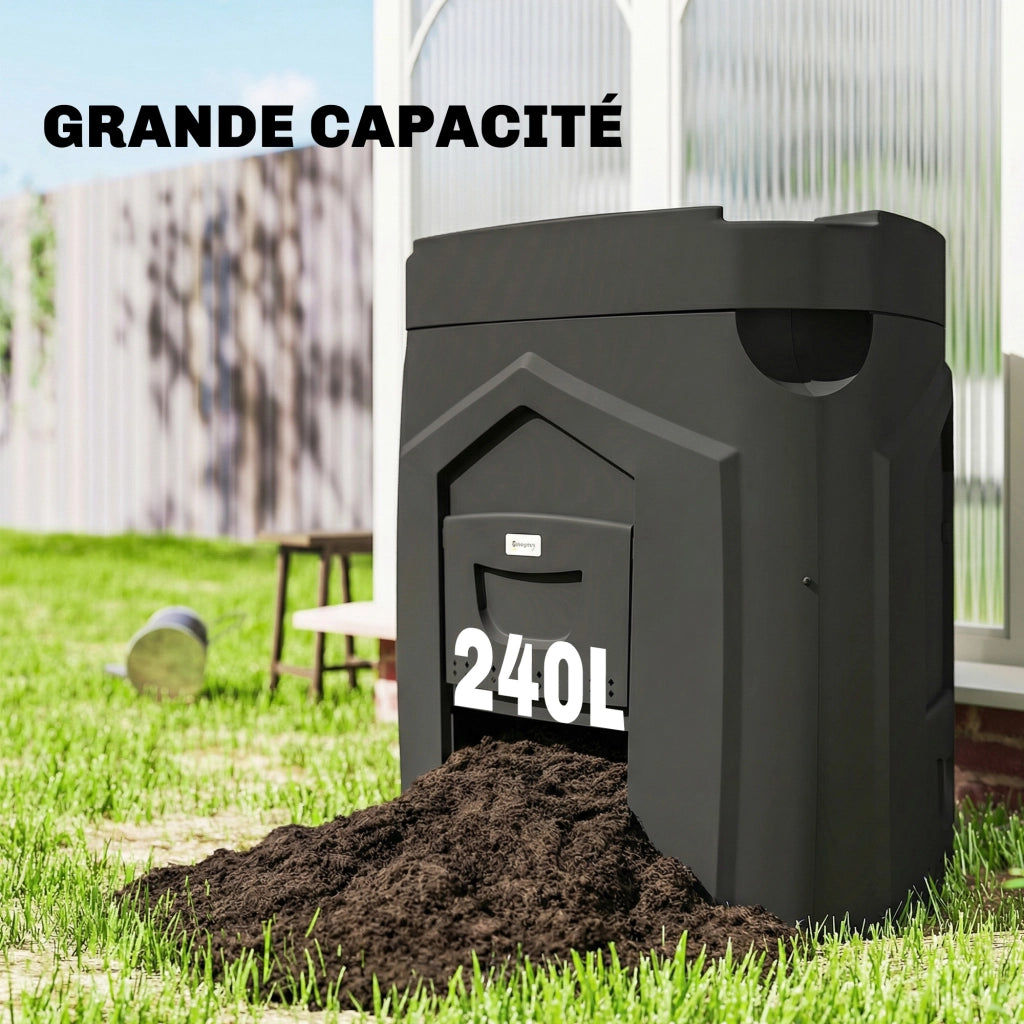 Compostatore Giardino 240L ¨C Zephmum ¨C Nero Polypropilene 78x75x78 cm