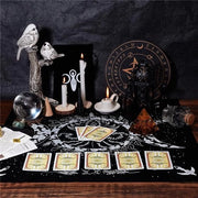 Tavolo di Tarocchi per Streghe - Tavolino con Tappeto di Luna Trifacciale - Sacro Tavolo per Divinazione - Tavolo per Incantesimi e Sprechi Spirituali di una Strega