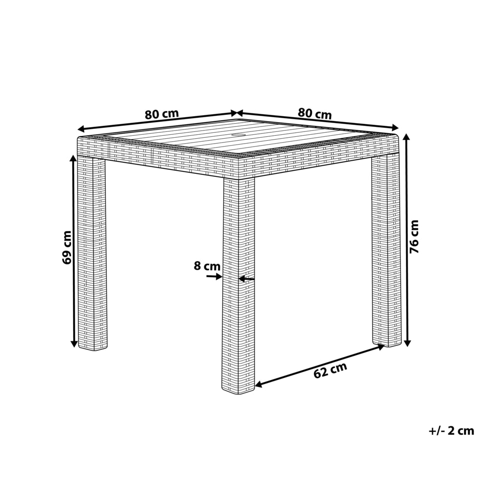 Tavolo da pranzo da giardino grigio chiaro 80 x 80 cm 4 posti quadrato minimalista