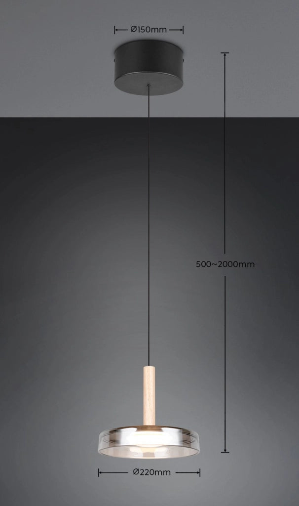 Sospensione Trio Celeste Ø22 nero vetro LED 10W 3000K
