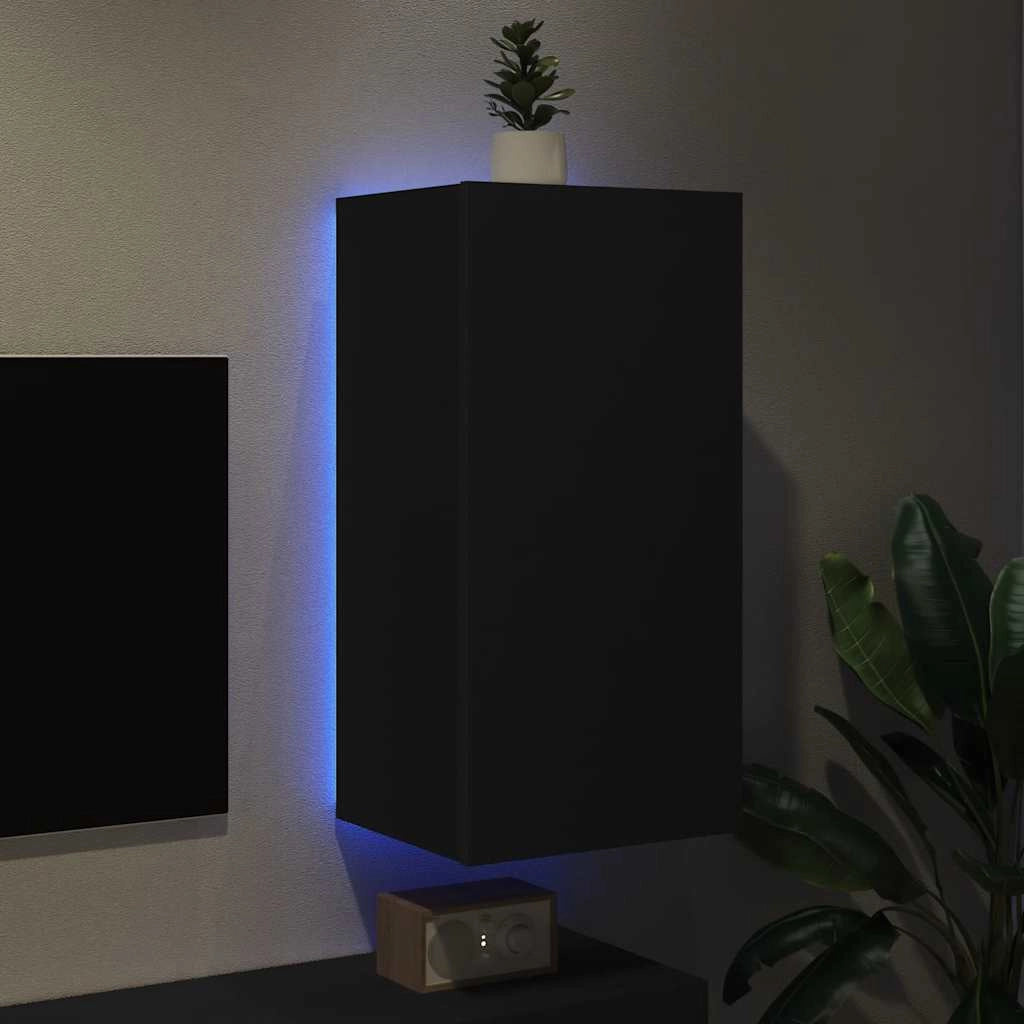 Mobile TV a Parete con Luci LED Nero 40,5x35x80 cmcod mxl 86197
