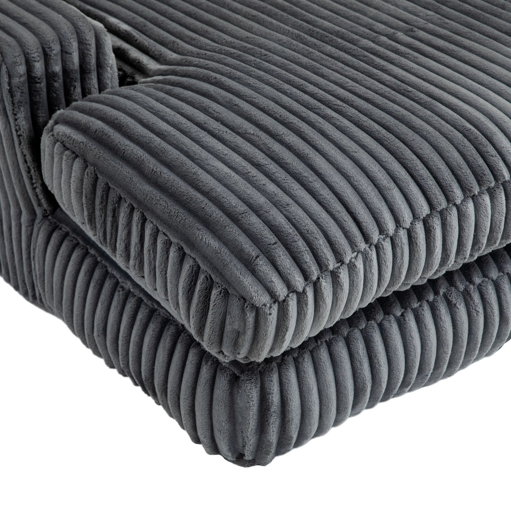 Chaise longue 125x155x63 cm con 3 cuscini; senza montaggio in velluto a coste grigio scuro