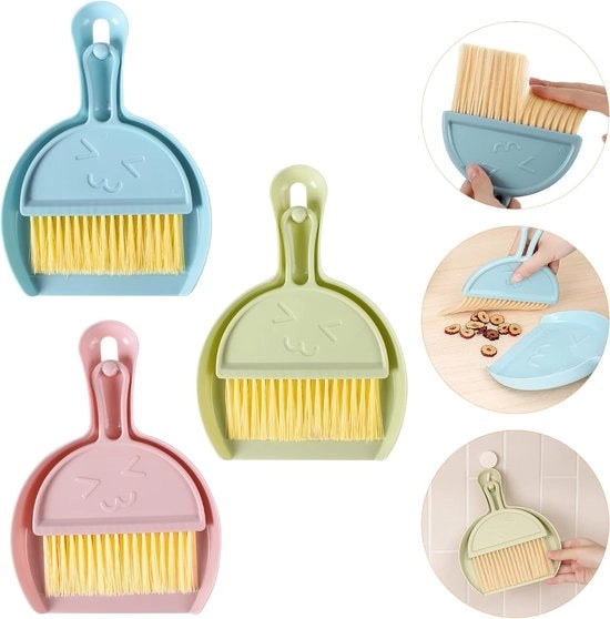 Set di spazzole e pennelli mini 3 in 1 per uso domestico, auto, cucina, tavolo e bambini - Setole di plastica duraturo, comode, agganciabili, disponibili in 3 colori