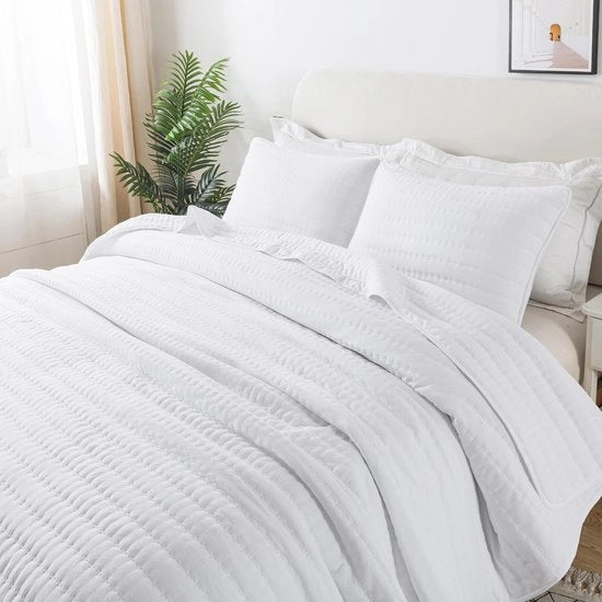Bedsprei 200x220 cm, Cuscino soffice, Quilt ultradurissimo per tutte le stagioni, Coperta per divano di microfibra (senza cuscini) - Bianco
