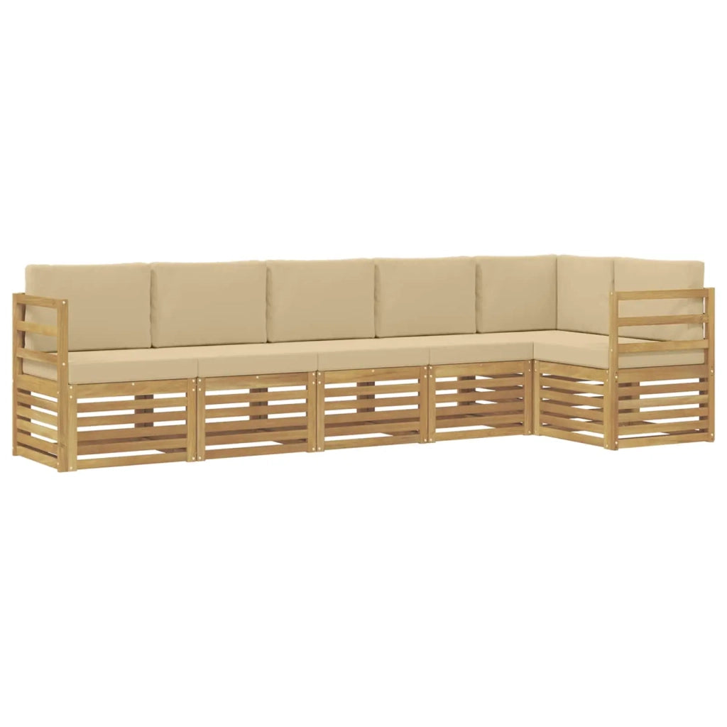 Set di divani da esterno 6 pcs Bianco e Beige