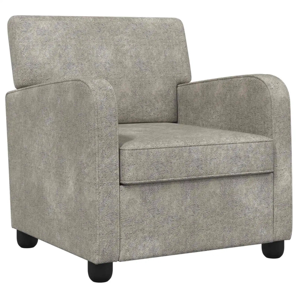 Poltrona Grigio Chiaro Pelle Scamosciata Sintetica 42043424