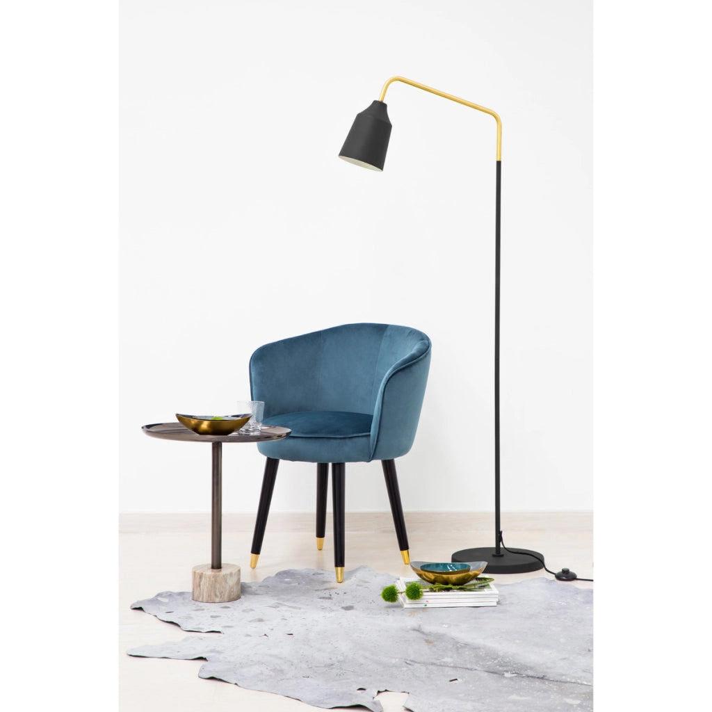 Lampada da terra Capree in ferro nero e rame