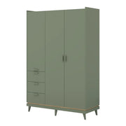 Armadio NOKI – 3 porte verde e legno – Stile scandinavo