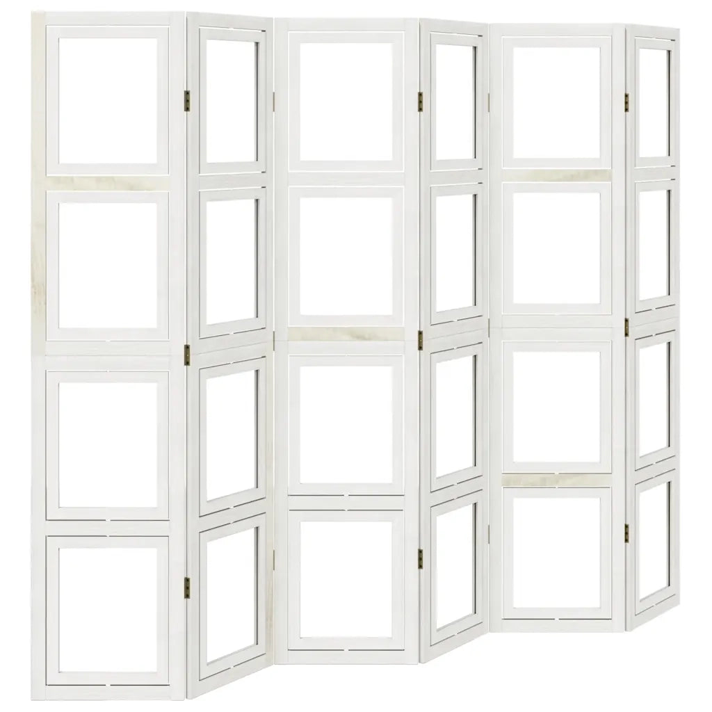 Divisorio Ambienti 6Pannelli Bianco Legno Massello di Paulowniacod mxl 115892