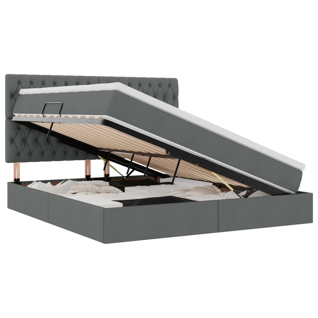 Letto con contenitore e LED con led Grigio scuro 160 x 200 cm