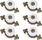 Knob Vintage per Mobili con Viti a Lame per Cucina - Set da 6 pezzi Rame e Bianco