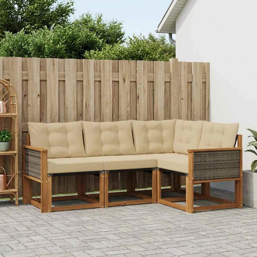 Set di divani da esterno 4 pz Naturale e Beige 3381917