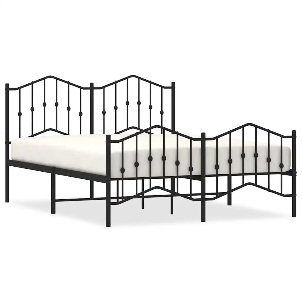 Giroletto con Testiera e Pediera Metallo Nero 135x190 cm 373806
