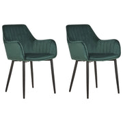 Set di 2 sedie da pranzo Braccioli in velluto verde scuro Gambe in metallo Nero Retro Glam