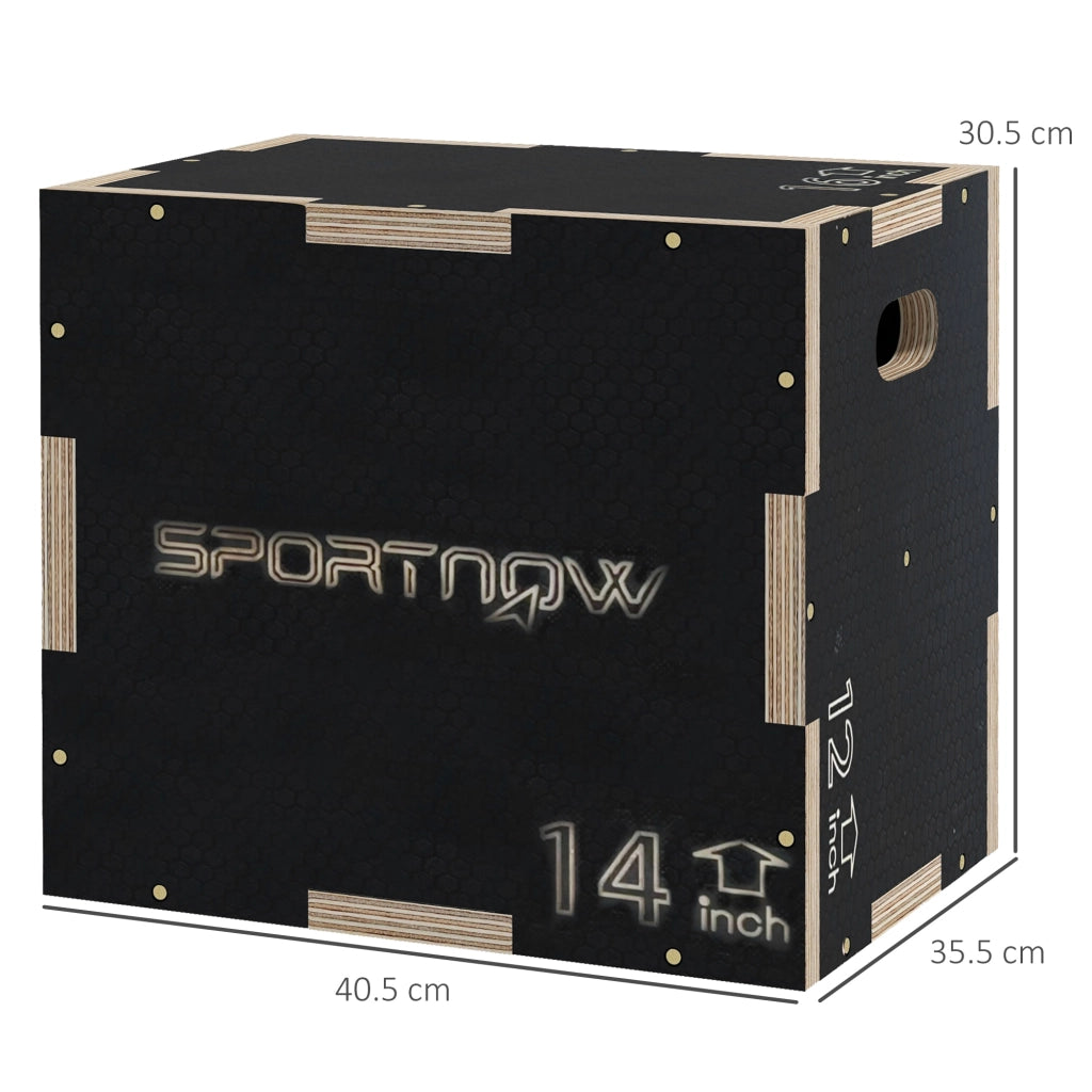 Box Jump Pliometrico a 3 Altezze 41-36-31 cm in Legno Antiscivolo Nero