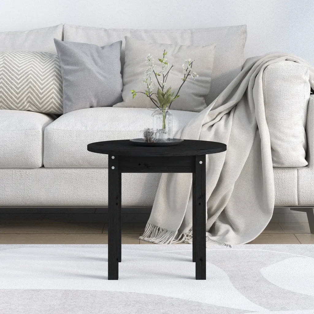 Tavolino da Salotto Nero Ã˜ 45x40 cm in Legno Massello di Pino cod mxl 5537