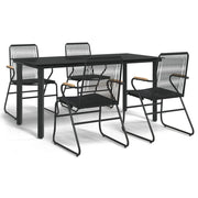 Set da Pranzo da Giardino 5 pz | Set Salotto da Giardino Nero in Rattan PVC