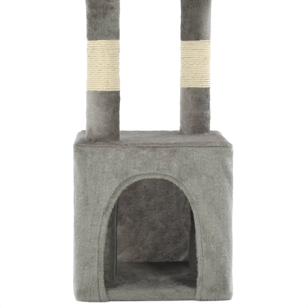 Tiragraffi albero per gatti cuccia per gatti giocattolo peluche sisal 109 cm grigio 3702239