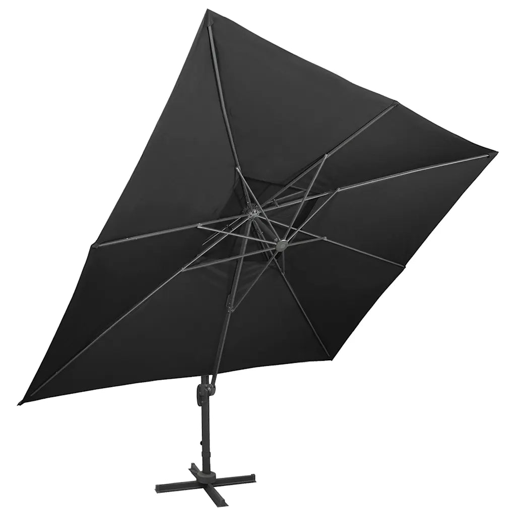 Ombrellone da giardino a sbalzo-Ombrello da Balcone con doppio piano nero 400x300 cm