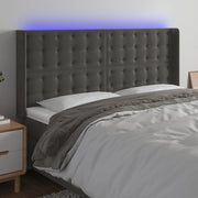 Testiera a LED-Testata con LED Grigio Scuro 203x16x118/128cm in Velluto 202598