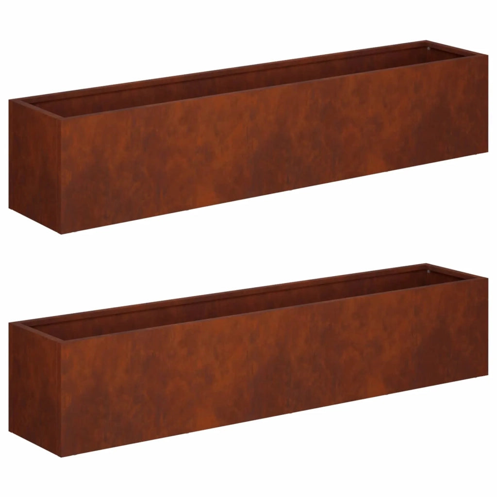 Vaso da giardino 2 pz Ruggine 100 x 20 x 20 cm Acciaio Corten 8005189