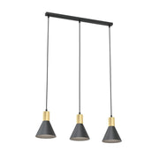 Lampada a sospensione Rosa in acciaio nero opaco e dettagli oro
