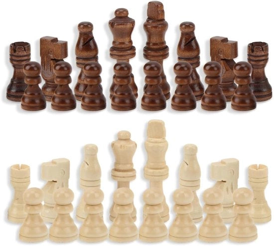 Figure di Scacchi Professionali - 32 pezzi - Materiale plastico con effetto legno - Design antiscivolo - Resistenti e duraturi - Adatti per principianti e professionisti - Pezzi da scacchi