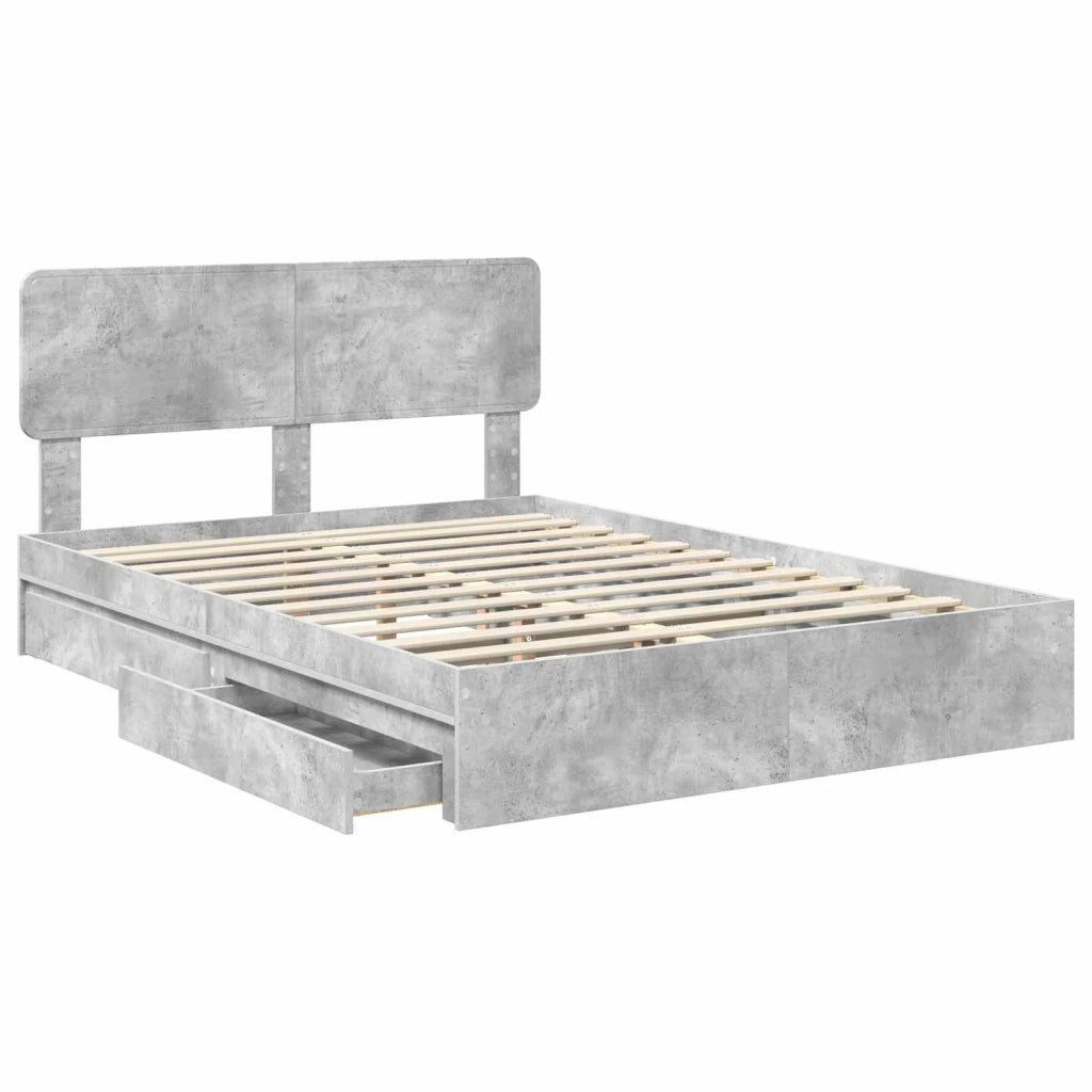 Letto con Contenitore con testiera Grigio cemento 150 x 200 cm 3412265