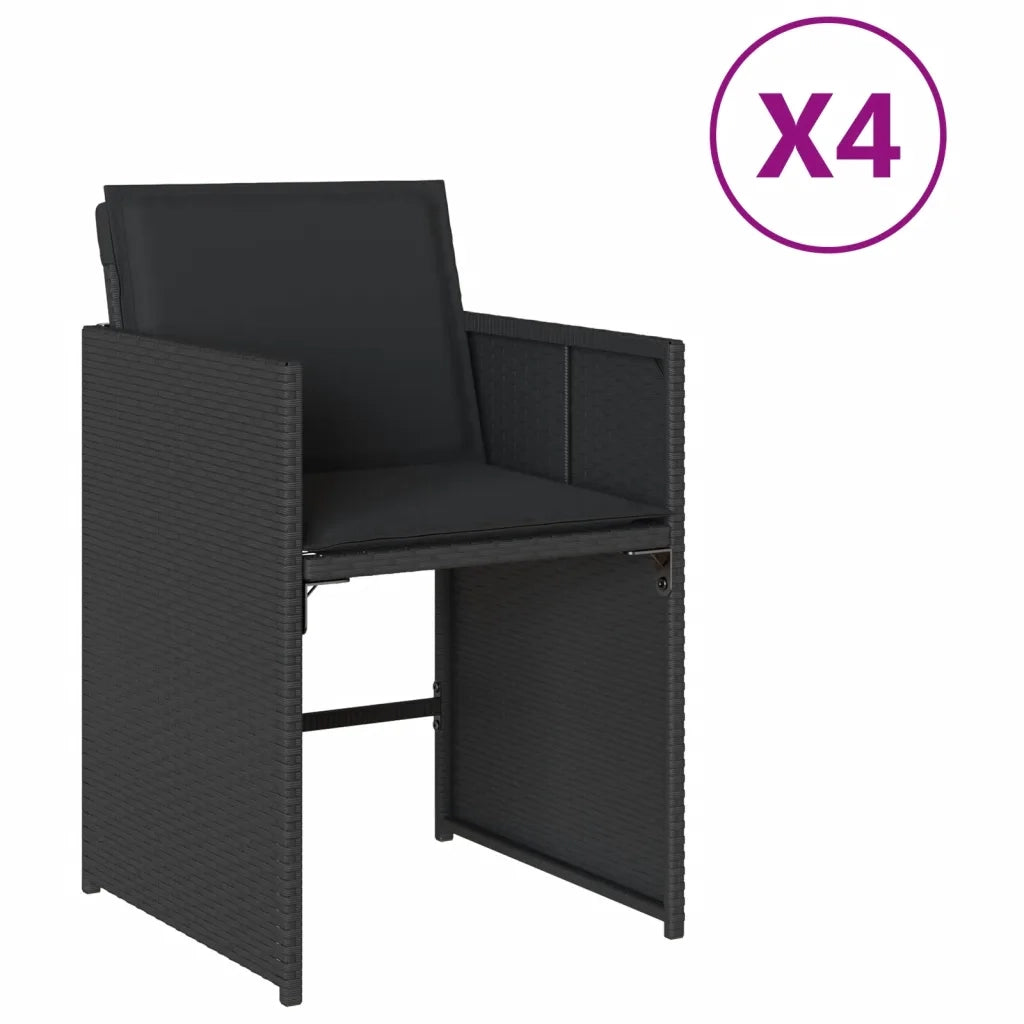 Sedie da Giardino con Cuscini 4 pz Nere in Polyrattan 4007456