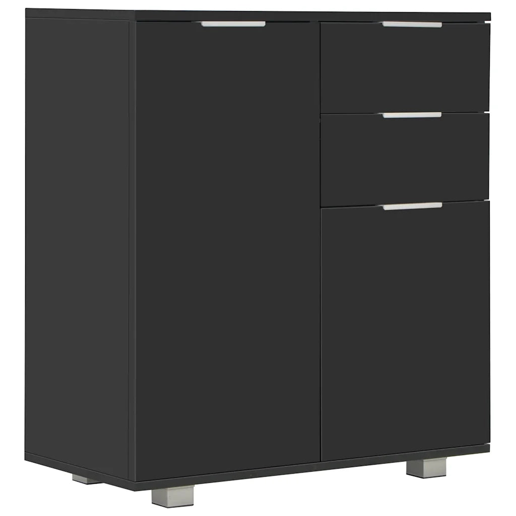 Credenza | Madia | Buffet da pranzo | Armadio da pranzo con Finitura Lucida Nera 71x35x80 cm in Truciolato