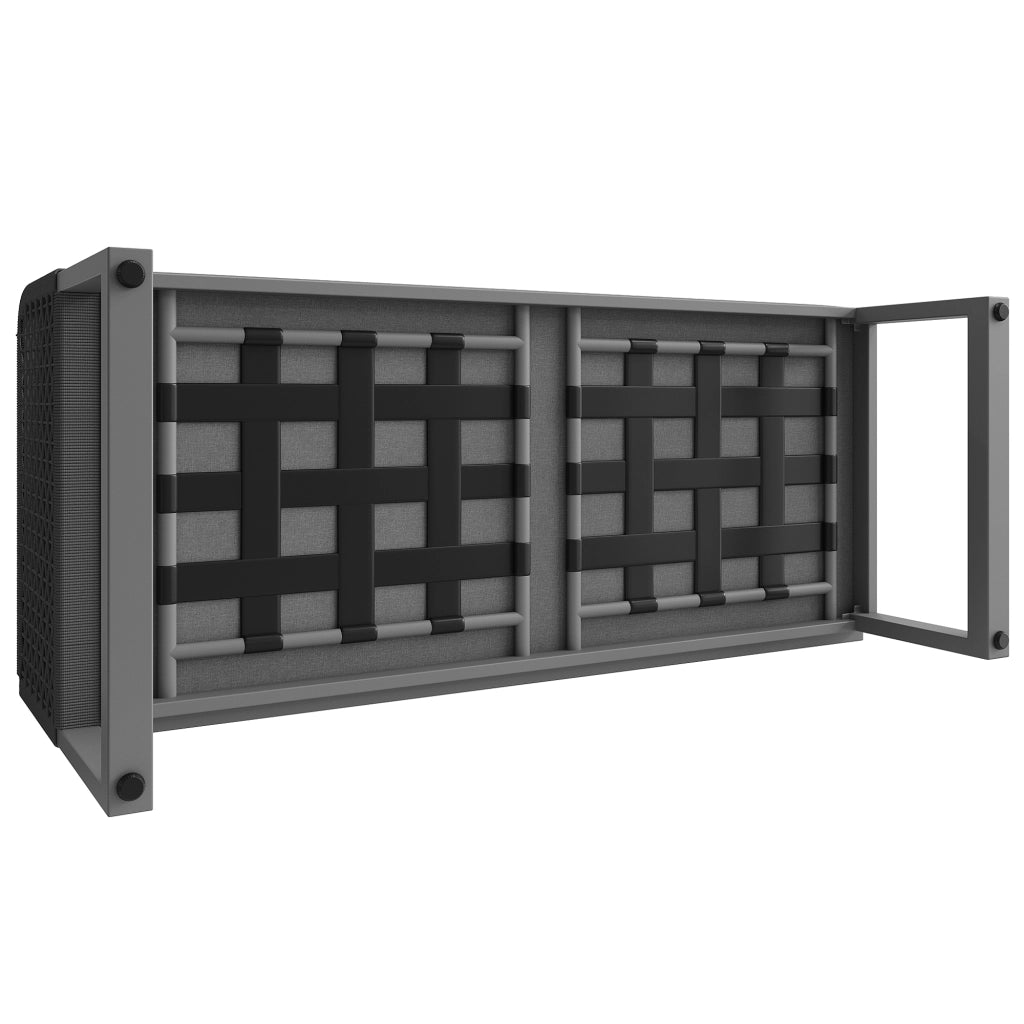 Set lounge da giardino modulare in PE rattan grigio con cuscini sfoderabili e struttura resistente ai raggi UV