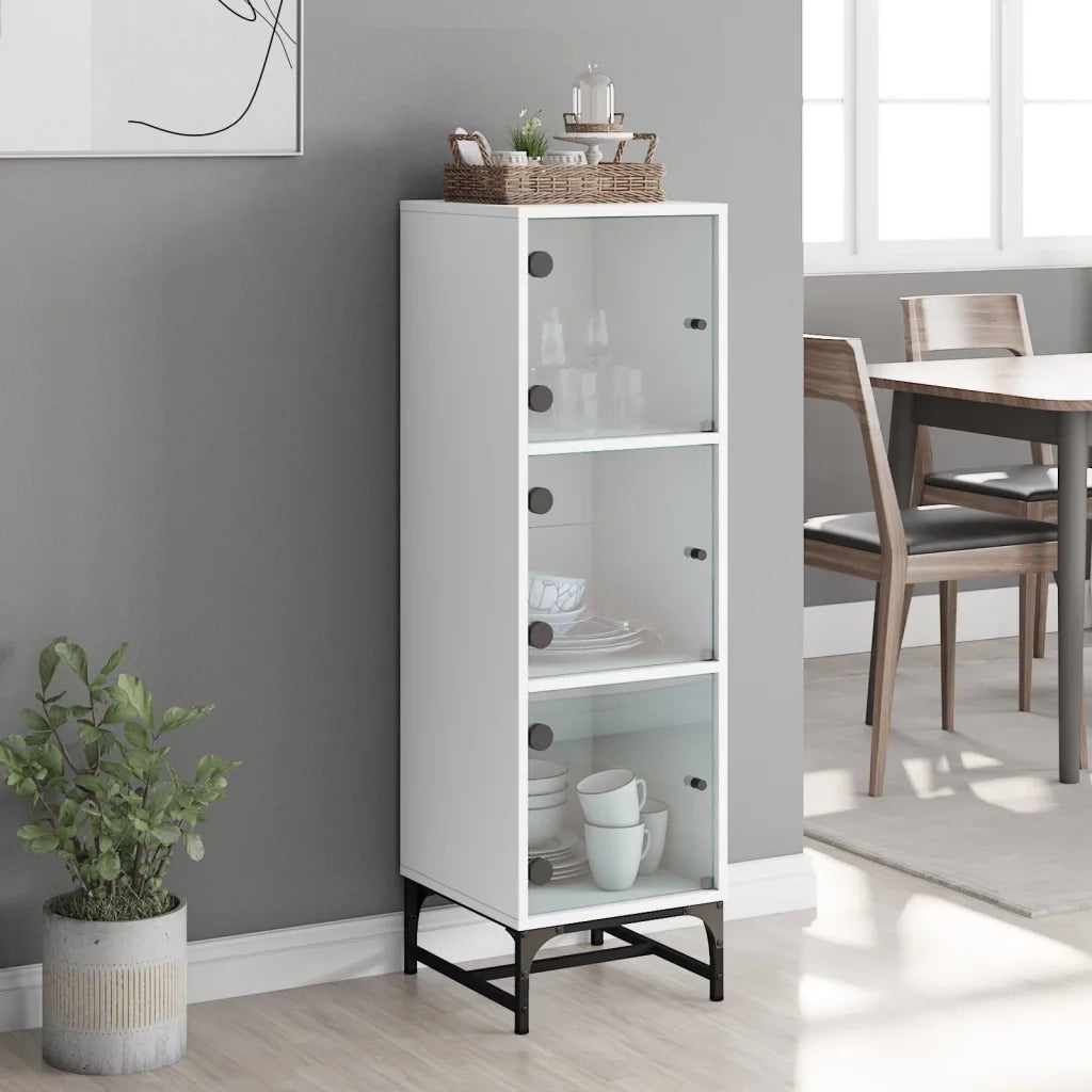Credenza con Ante in Vetro Bianca 35x37x120 cmcod mxl 113390