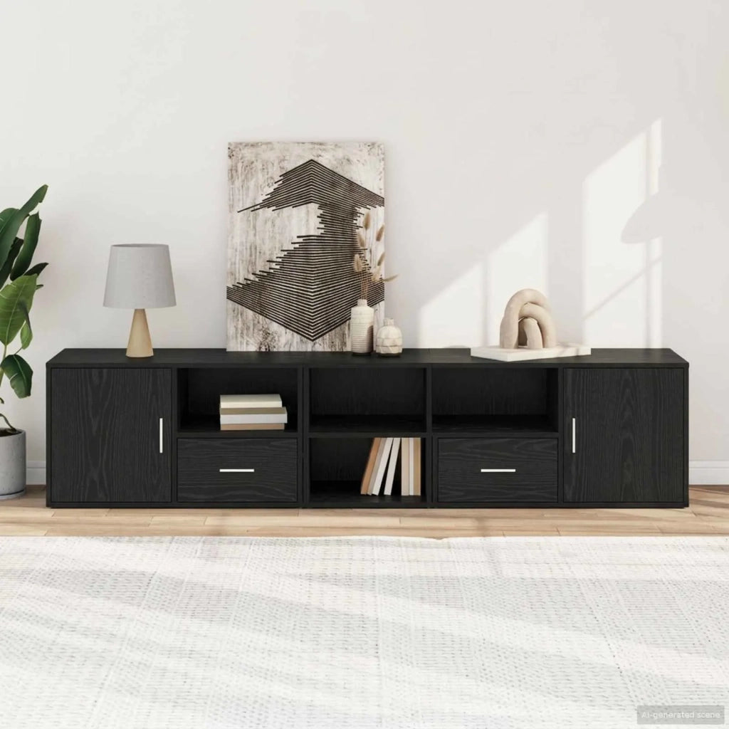 Mobile angolare con cassetto Rovere Nero 200 x 40 x 45 cm 3446639