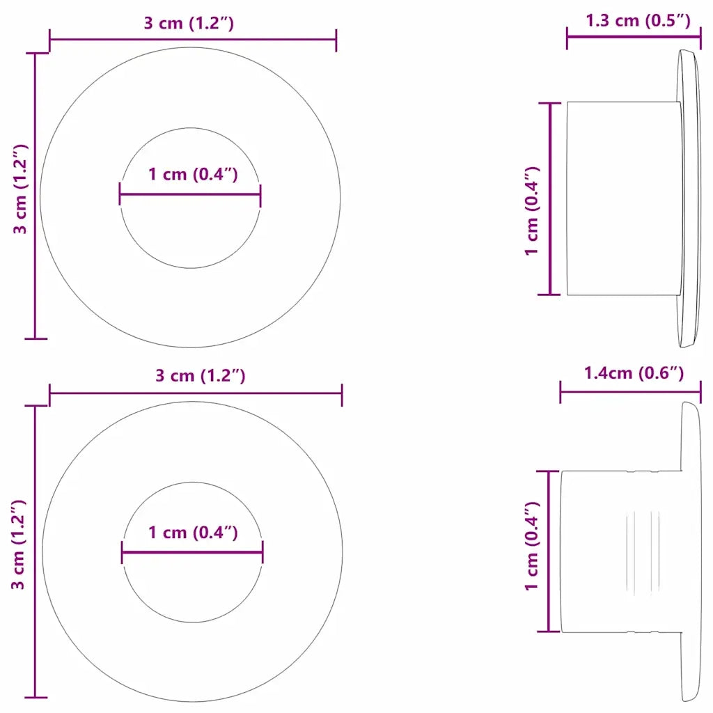 Tappi per tavolo da calciobalilla 10 pcs Nero 3 x 3 x 1,4 cm 858904