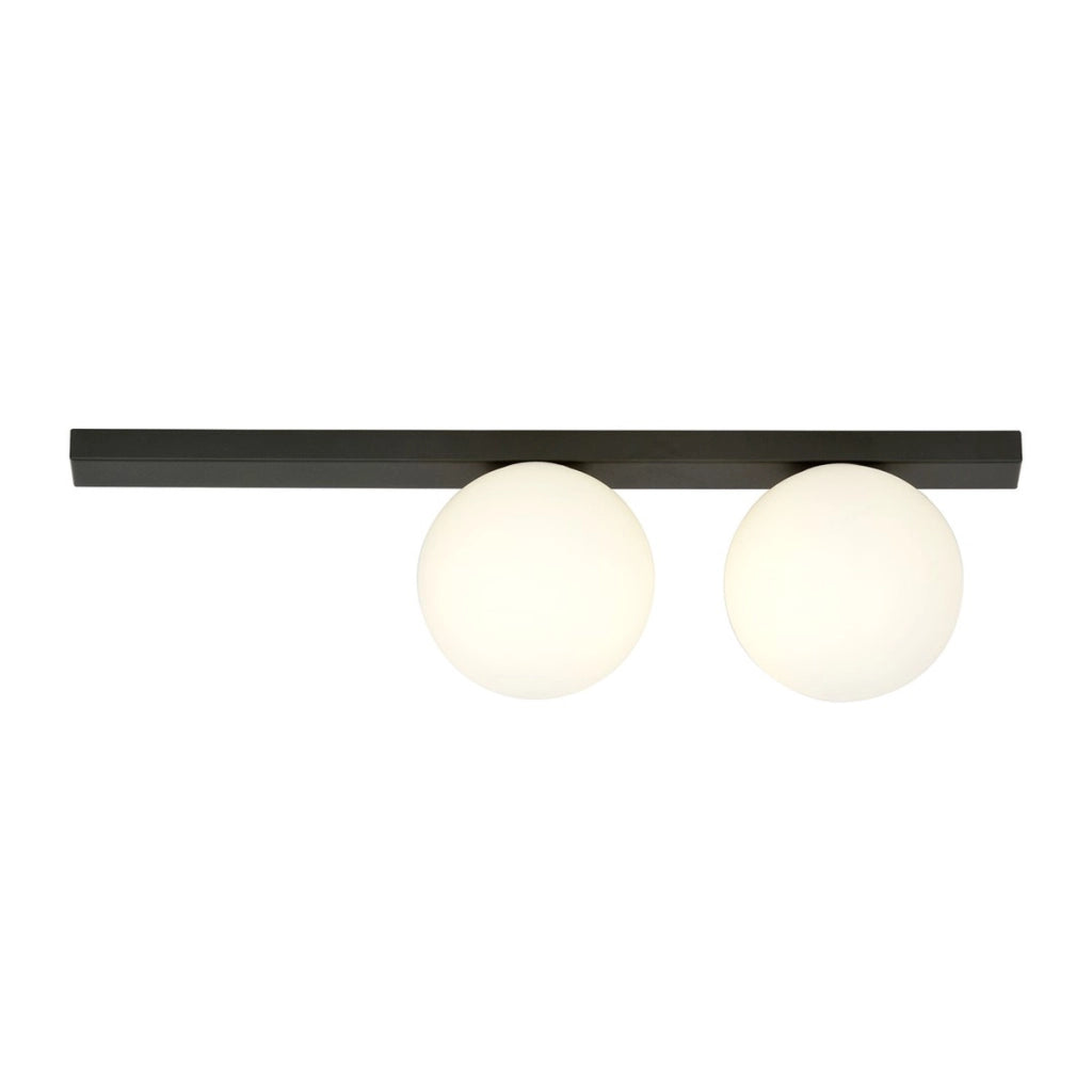 Lampada a parete FIT in acciaio nero opaco e vetro opalino