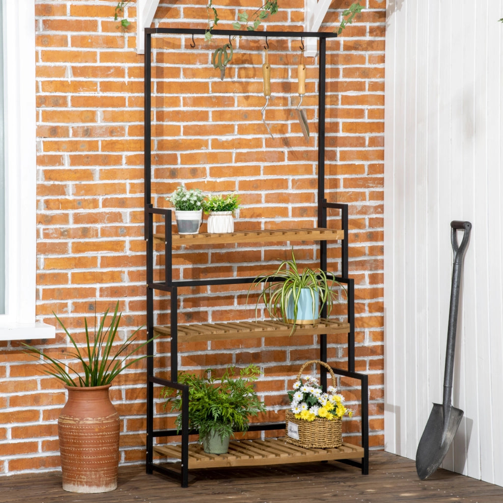 Portafiori 3 Livelli Legno Abete Metallo ¨C zephmum ¨C 80x36x174 cm
