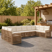 Set Divano da Giardino 10 pz Beige e Bianco Crema polyrattan 3435234