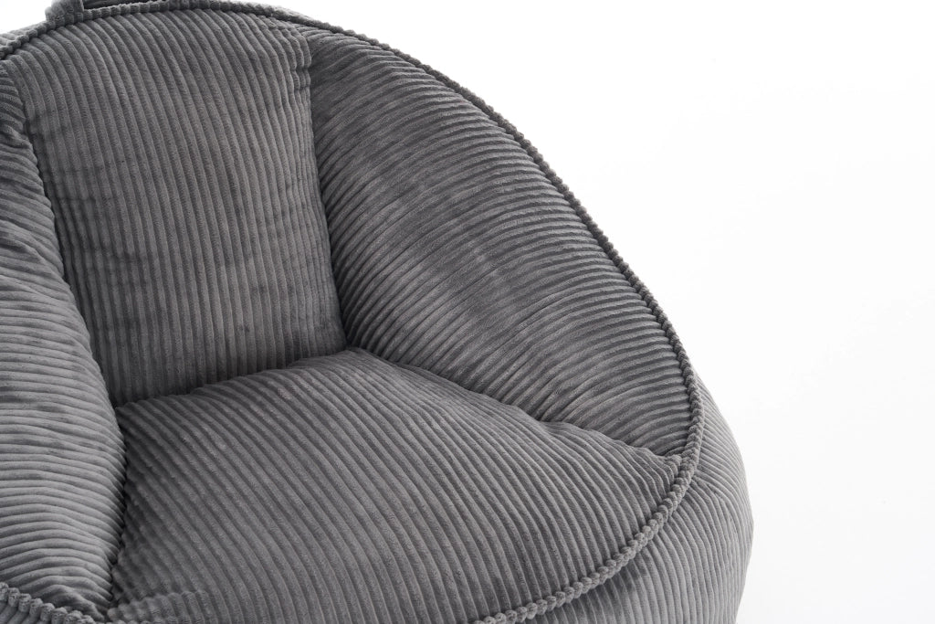 Pouf poltrona sacco con schienale ergonomico e imbottitura in schiuma viscoelastica velluto a coste grigio