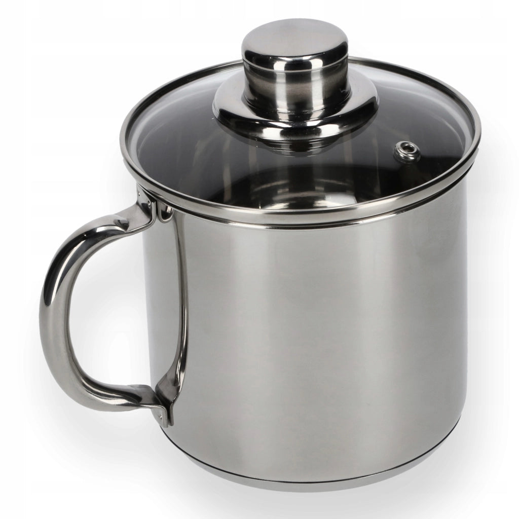Pentola in acciaio inox KADAX per bollire il latte, 1,2 l, con coperchio, adatta a piani cottura a induzione e gas.