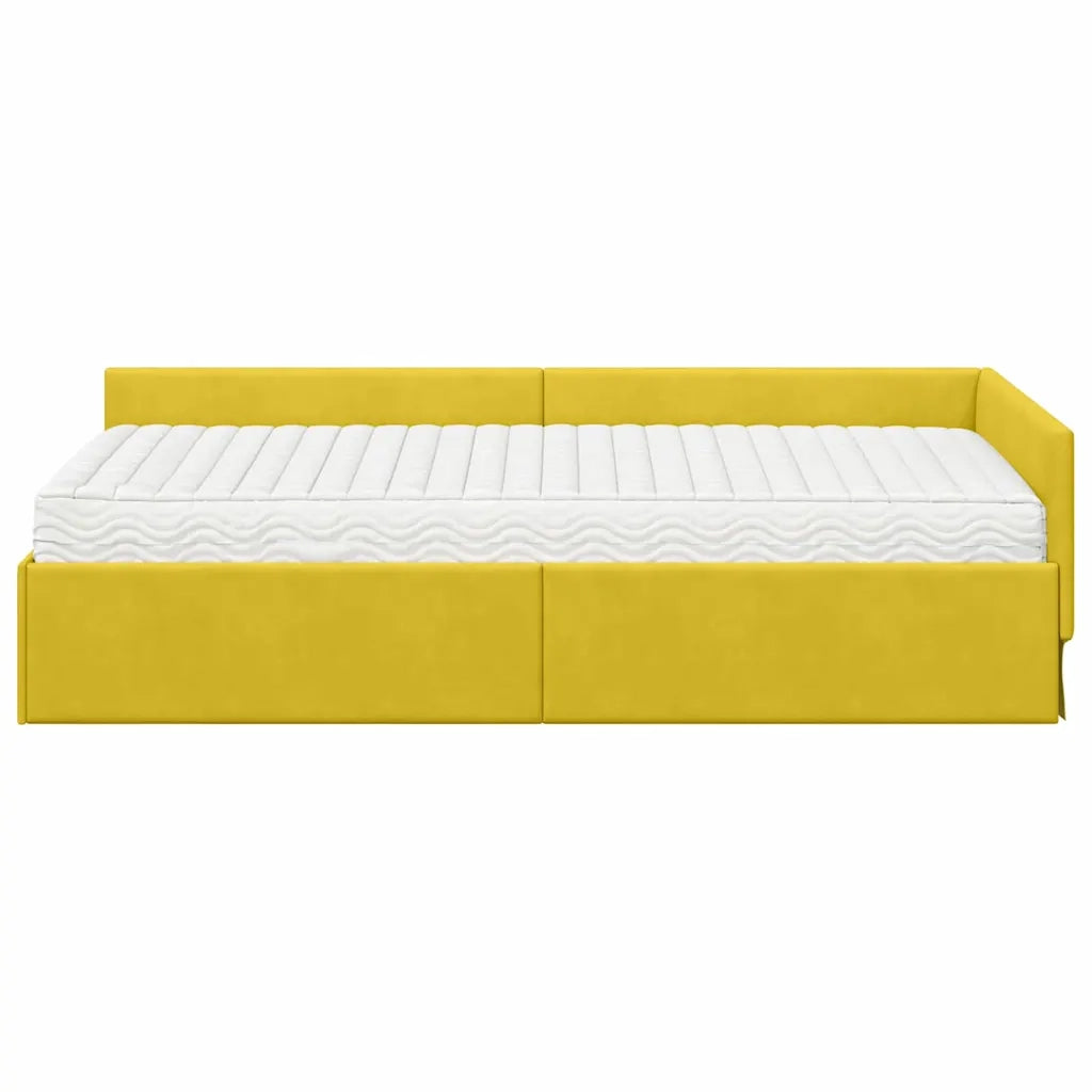 Struttura Letto Angolare con Materasso 2 pz-Giroletto con materasso Giallo Velluto 897791