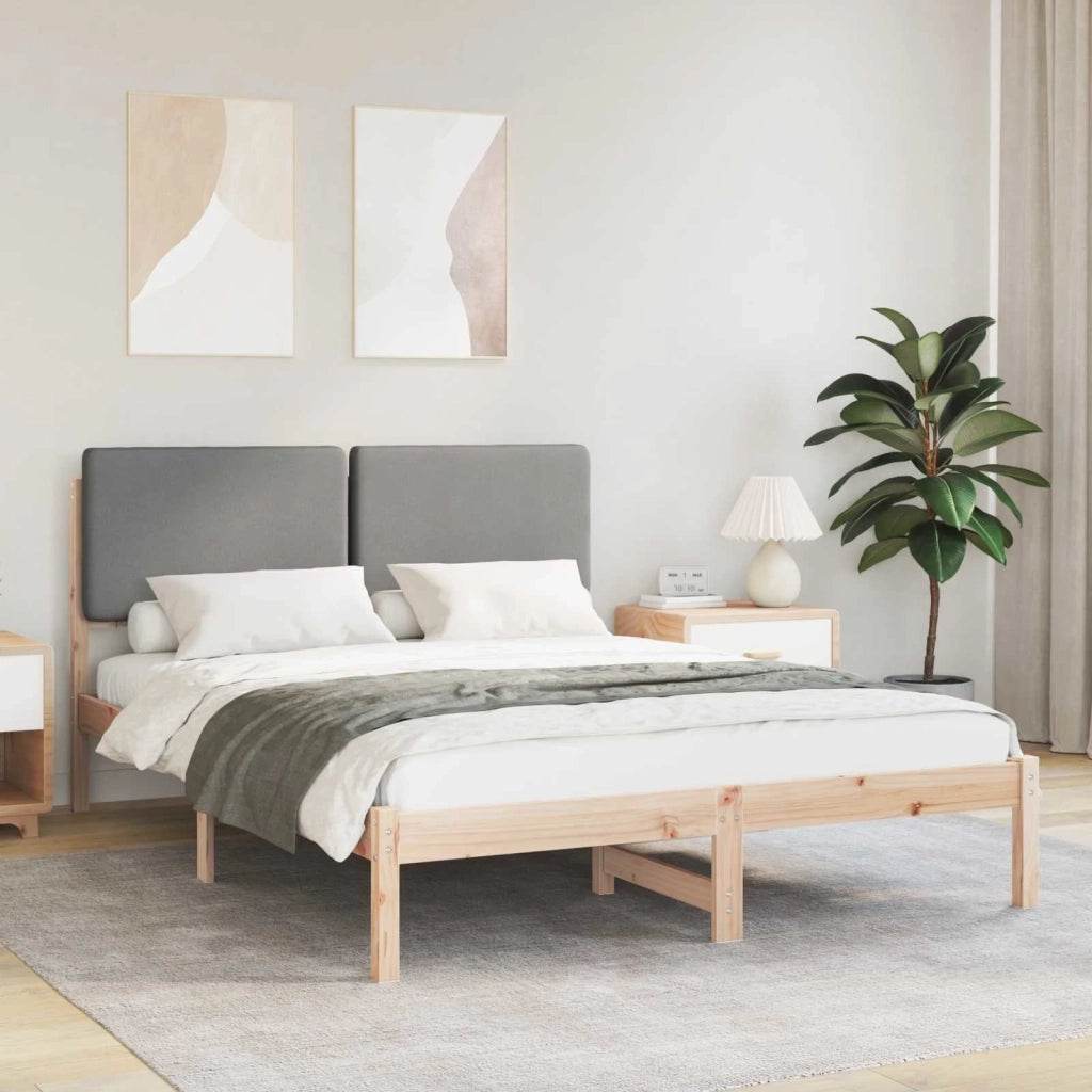 Letto con Testiera Rivestita Grigio chiaro 150 x 200 cm