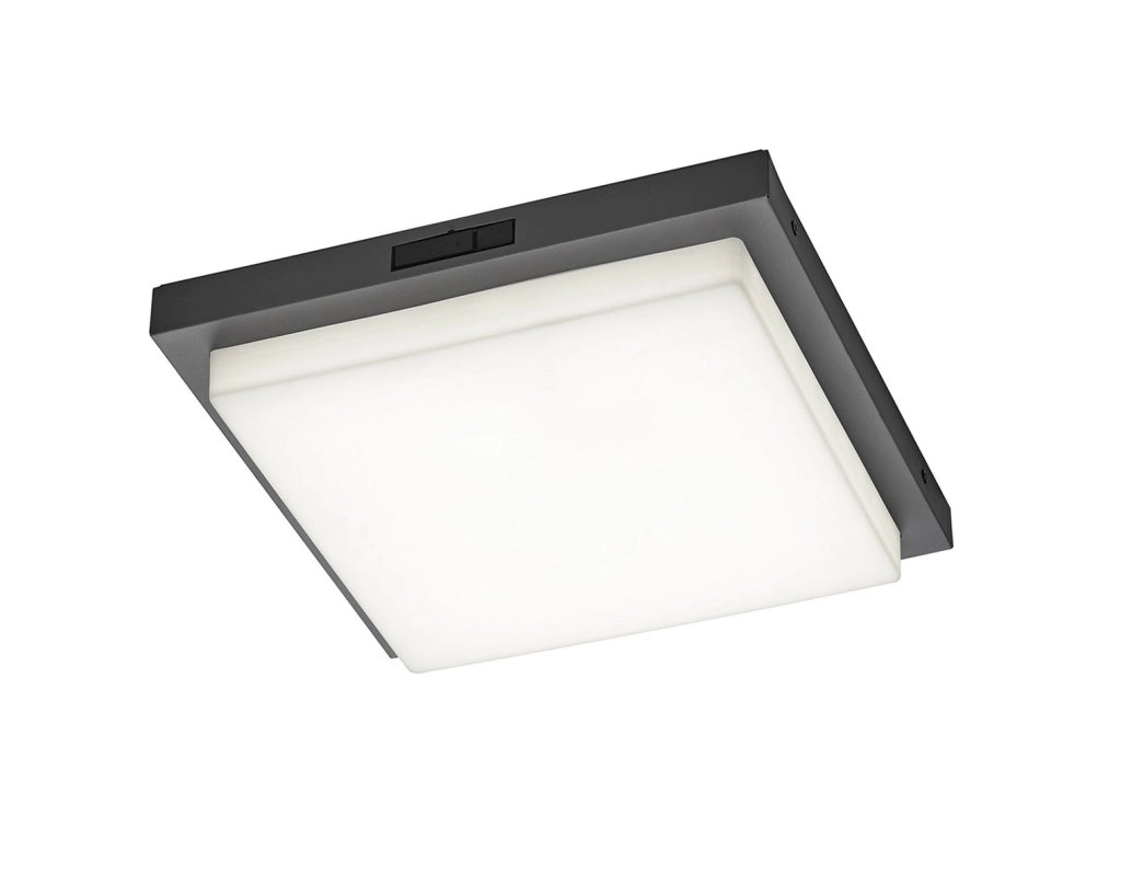 Plafoniera LED integrato sensore antracite IP54 BERMEJO Trio