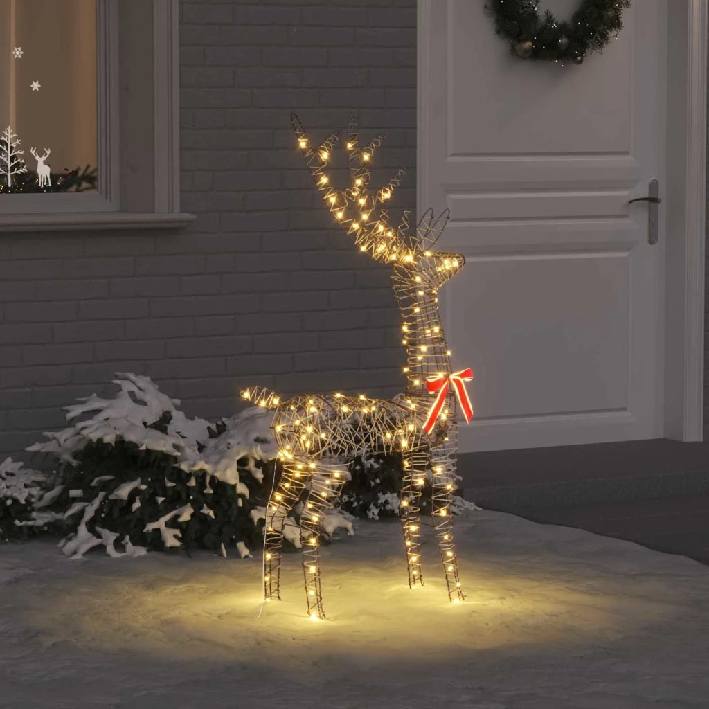 Renna 3D con 140 LED Bianco caldo 70 x 41 x 128 cm Rattan