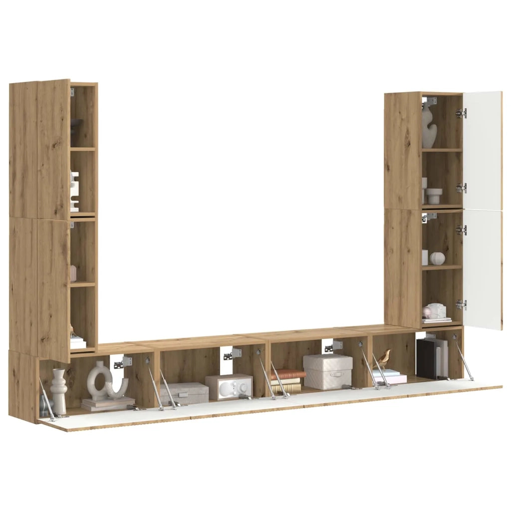 Set mobile TV 8 pcs Rovere artigianale Legno multistrato