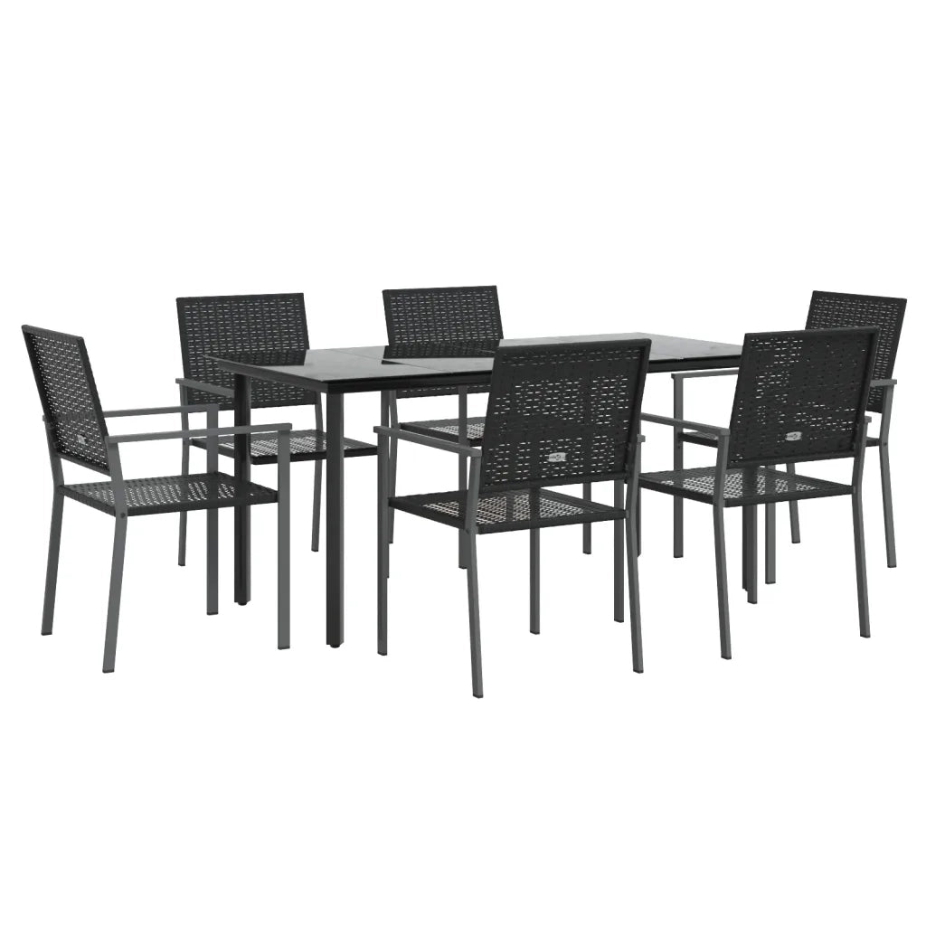 Set da Pranzo da Giardino 7 pz in Polyrattan e Acciaio 3187028