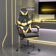 Sedia da Gaming con Poggiapiedi Nero e Oro in Similpelle 3143856