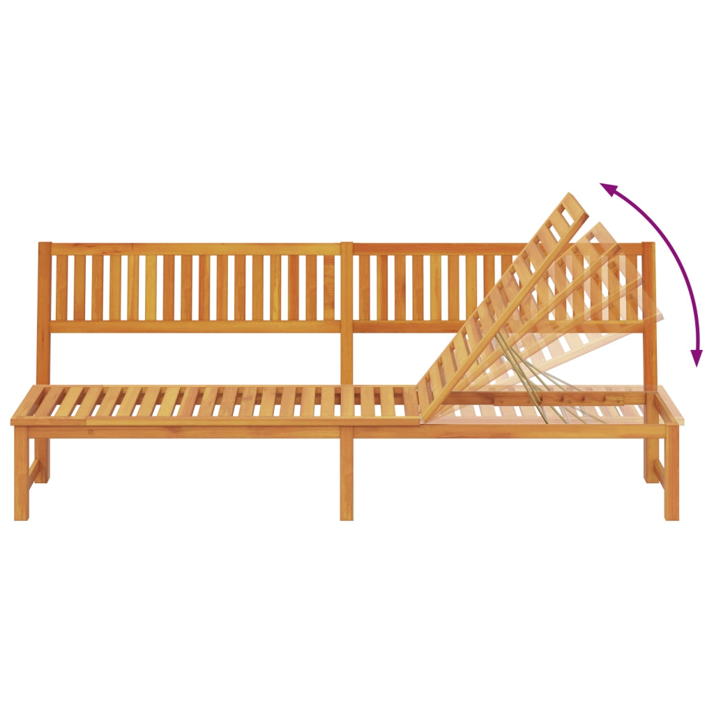 Lettino prendisole 3-in-1 in legno massello di acacia