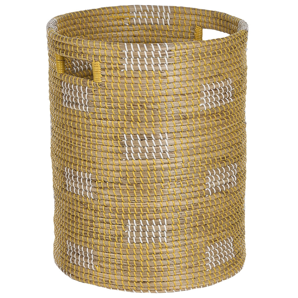 Cesta di seagrass con manici in plastica leggera Cesta per il bucato fatta a mano Stile rustico Boho Soggiorno Bagno